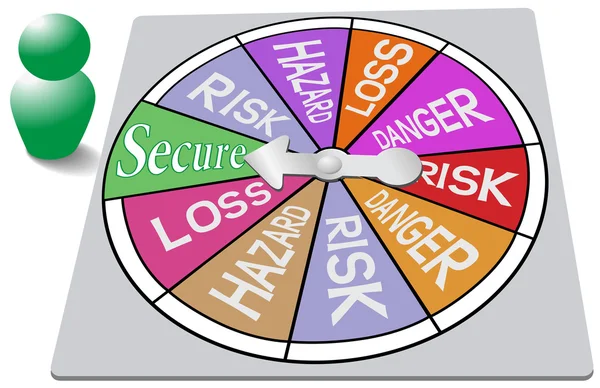 Insurance game board security risk spin — Stock Vector