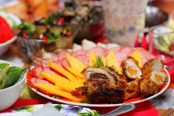 Table with food — Stock Photo, Image