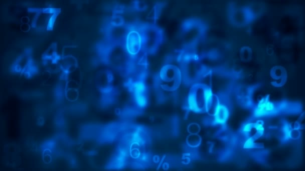 bezešvé modré pozadí s létáním znamení čísla a matematiku. s hloubkou pole efektu