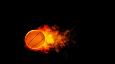 basketbol topu siyah arka plan üzerine alevler içinde