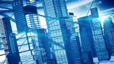 ofis binaları ile parlak lens flare, hd loopable