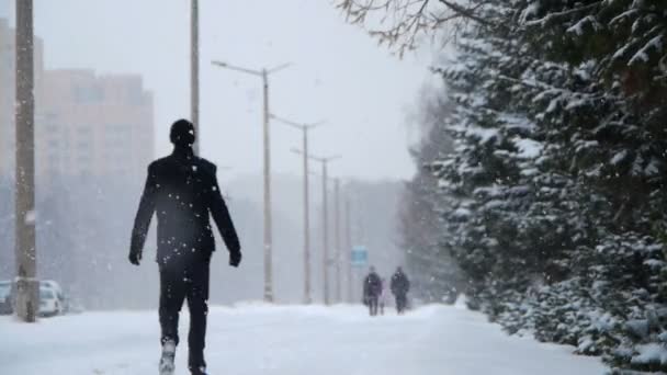 Calle de invierno con — Vídeo de stock