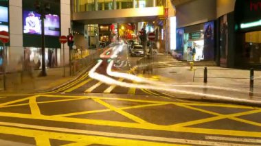 Geceleri timelapse sokak trafik-hong Kong