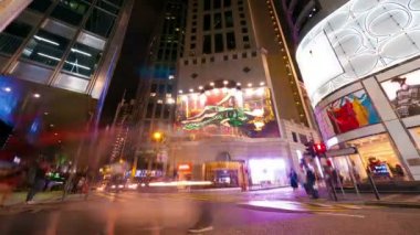 Geceleri timelapse sokak trafik-hong Kong