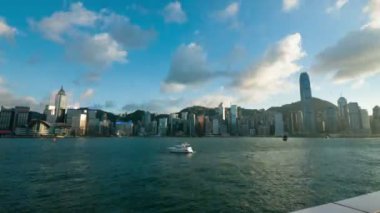 gün batımında hong kong Limanı, timelapse
