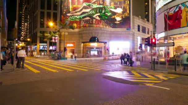 Tráfico callejero en Hong Kong por la noche, timelapse — Vídeos de Stock