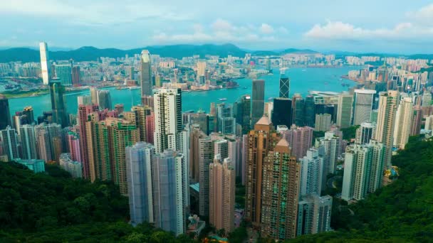 Tramonto a Hong Kong dal picco Victoria, timelapse — Video Stock