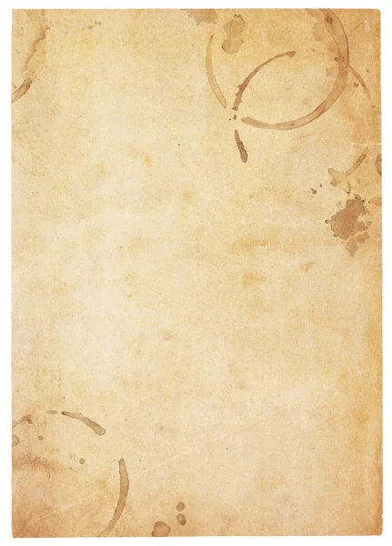 Papel em branco muito antigo com manchas de café — Fotografia de Stock