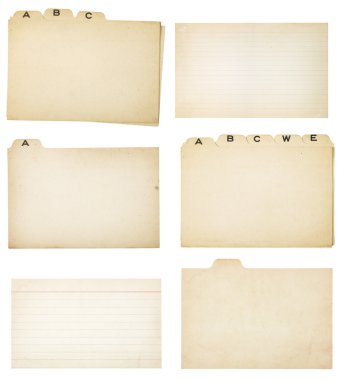Set of Six Vintage Tabbed Index Cards clipart
