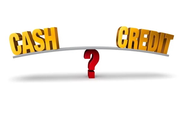 Wybór między gotówkę lub kredyt — Zdjęcie stockowe
