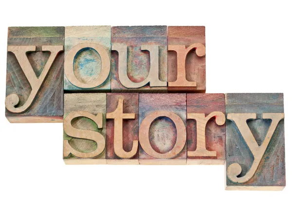La tua storia testo in legno tipo — Foto Stock