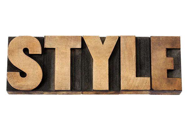 Style word in wood type — Stock Photo, Image