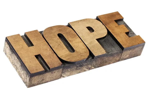 Parola speranza nel tipo di legno — Foto Stock