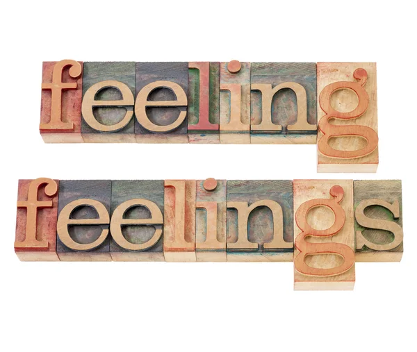 Feelings in wood type in wood type — Stock Photo, Image