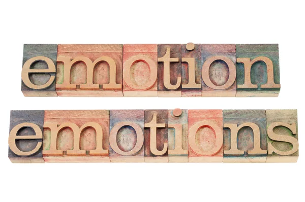 Emotion in wood type — Stock Photo, Image