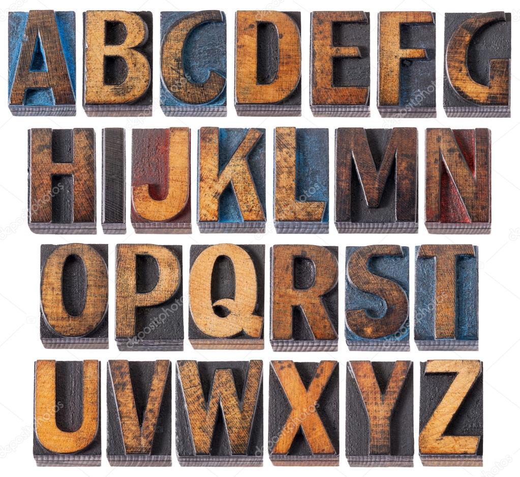 Alphabet in antique wood type