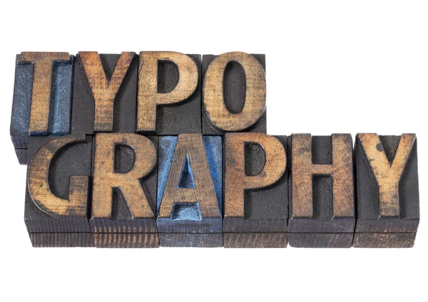 Typografi ord i träslaget — Stockfoto