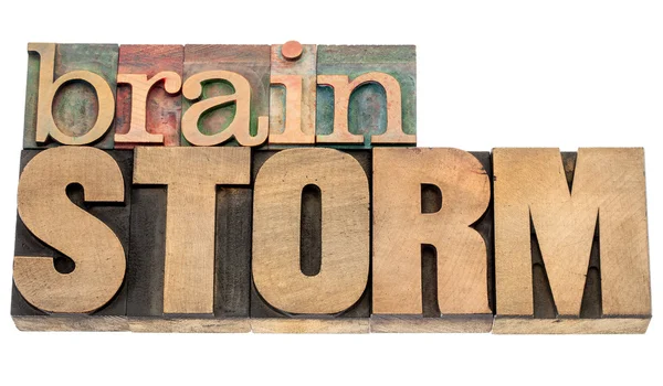Brainstorm word in wood type — Stock Photo, Image