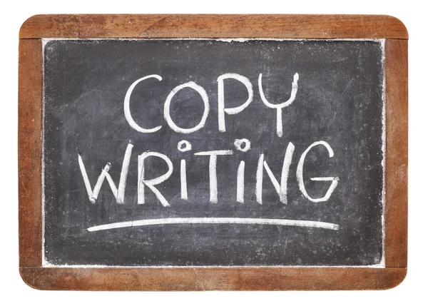 Copywriting op blackboard — Stockfoto