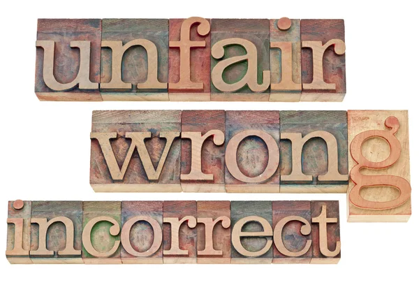 Unfair, wrong, incorrect — Stock Photo, Image