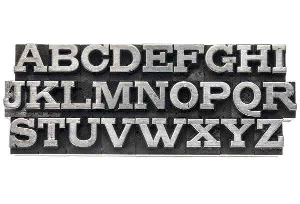 Alphabet in metal type — Stock Photo, Image