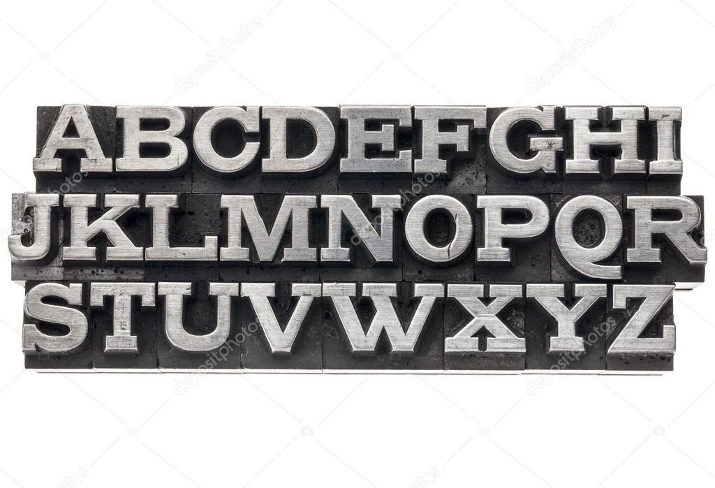 Alphabet in metal type