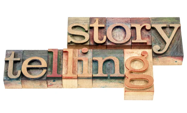 Storytelling word in wood type — Stock Photo, Image