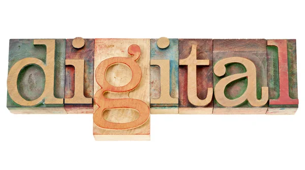 Digital word in wood type — Stock Photo, Image