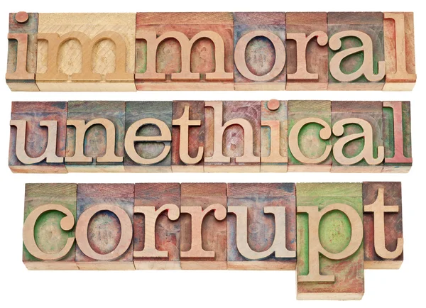 Immoral, unethical, corrupt — Stock Photo, Image
