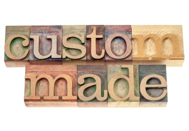 Custom made in wood type clipart