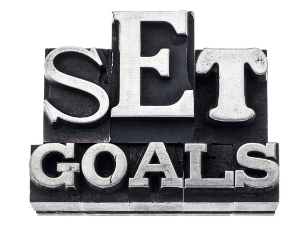 Set goals in metal type — Stock Photo, Image