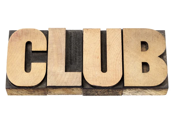 俱乐部实木类型中的单词 — 图库照片