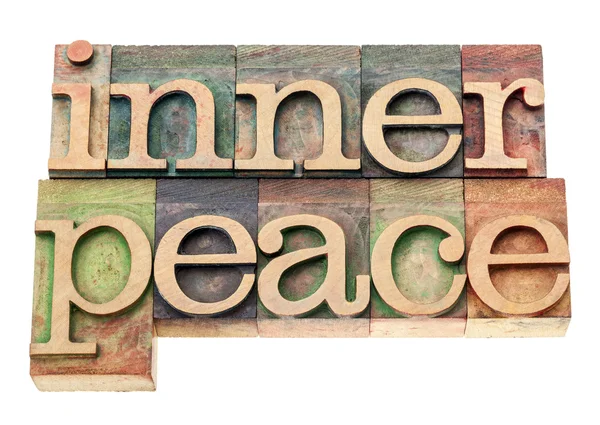 Inner peace in wood type — Stock Photo, Image