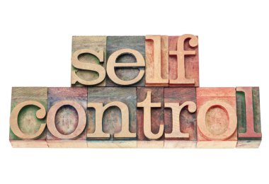 Self control in wood type clipart