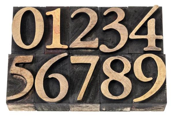 Numbers in wood type — Stock Photo, Image