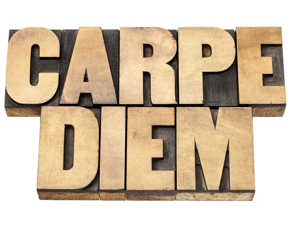 Carpe Diem in wood type — Stock Photo, Image