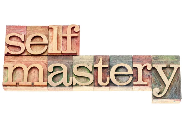 Selfmastery word in wood type — Stock Photo, Image