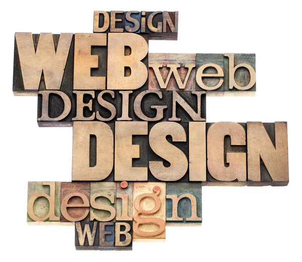 Web design in wood type — Stock Photo, Image