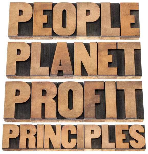 Planet, Profit, Prinzipien — Stockfoto