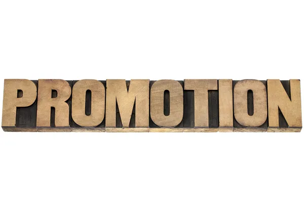 Promotion word in wood type — Stock Photo, Image