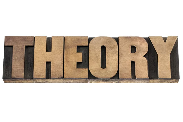 Theory word in wood type — Stok fotoğraf