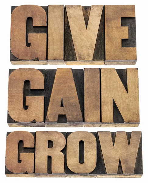 Give, gain and grow — Stock Photo, Image