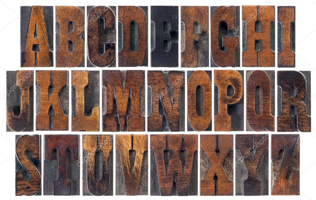 antique wood type alphabet