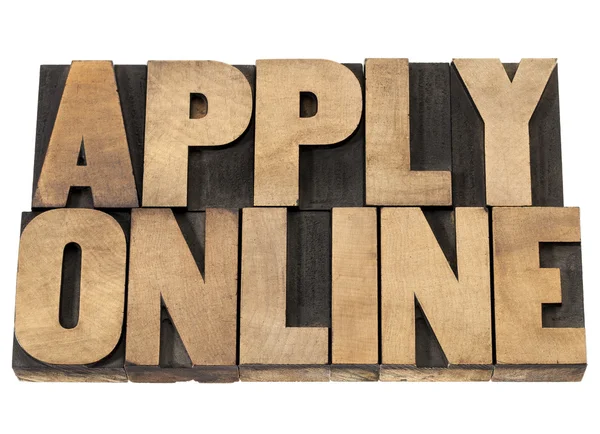 Apply online in wood type — Stock Photo, Image