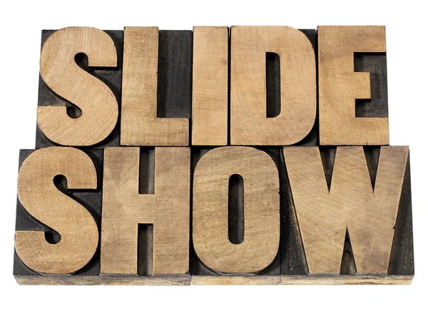 Slide show in wood type — Stock Photo, Image