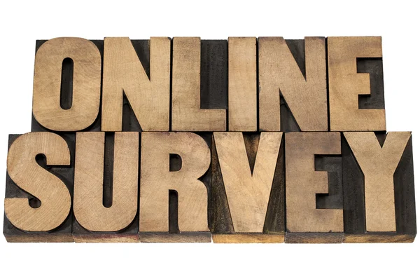 Online survey in wood type — Stock Photo, Image