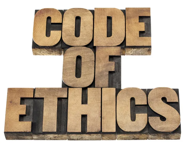 Code of ethics in wood type — Stock Photo, Image