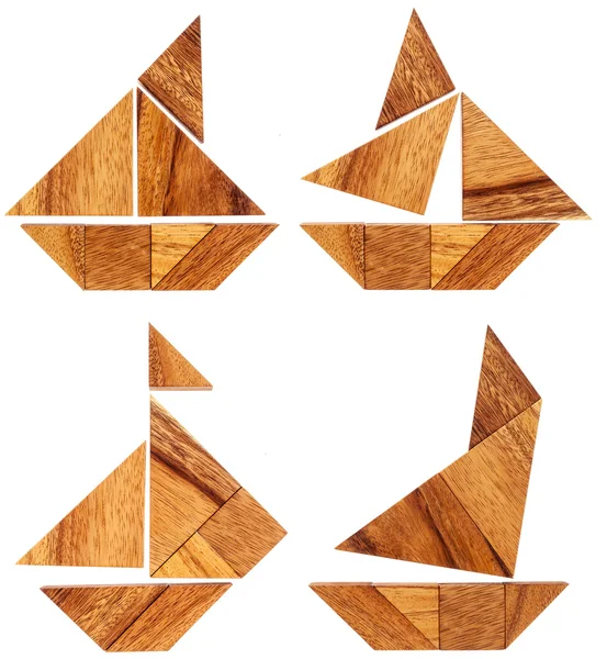 Tangram segelbåtar — Stockfoto