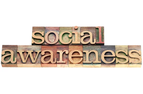 Social awareness in wood type — Stock Photo, Image