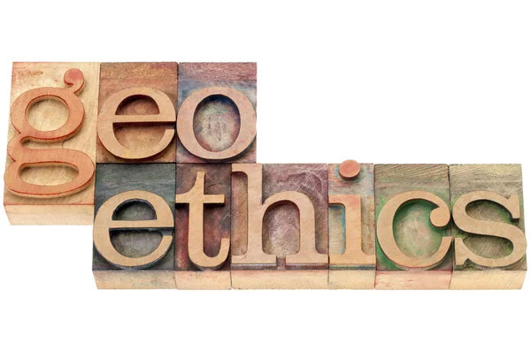 Geoethics in wood type — Stock Photo, Image